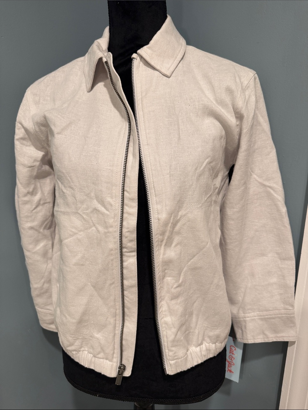 Cat & Jack grey linen zippered jacket size kids 8
